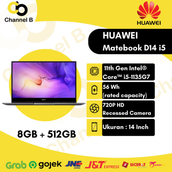 Huawei MateBook D14 i5 1135G7 ( 8GB+512GB ) SSD+Win11 - Garansi Resmi