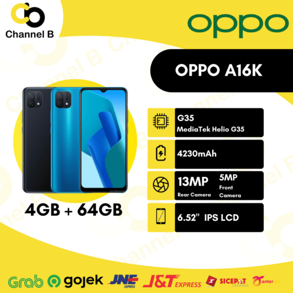 Oppo A16k Smartphone [ 4GB/64GB ] - Garansi Resmi
