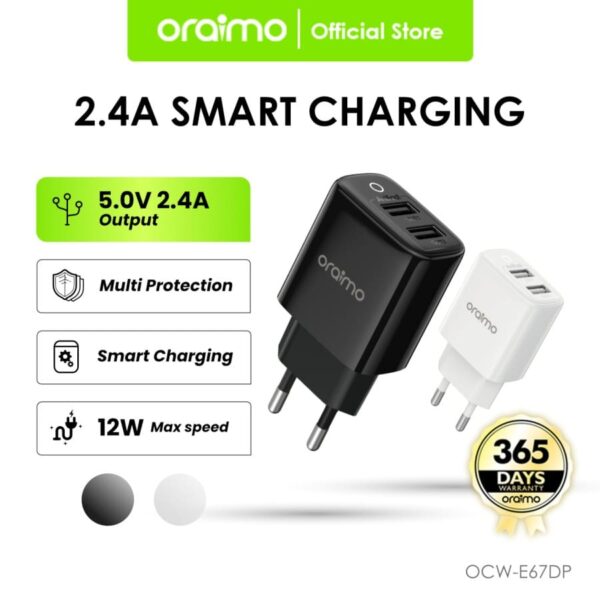 Oraimo Kepala Charger Single Port Fast Charging USB OCW-E67DP (1 Pcs)