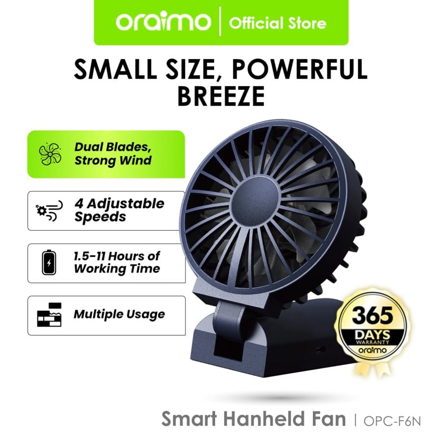 Oraimo Kipas Angin Portable Mini Smart Handheld Fan 2000mAh OPC-F6N