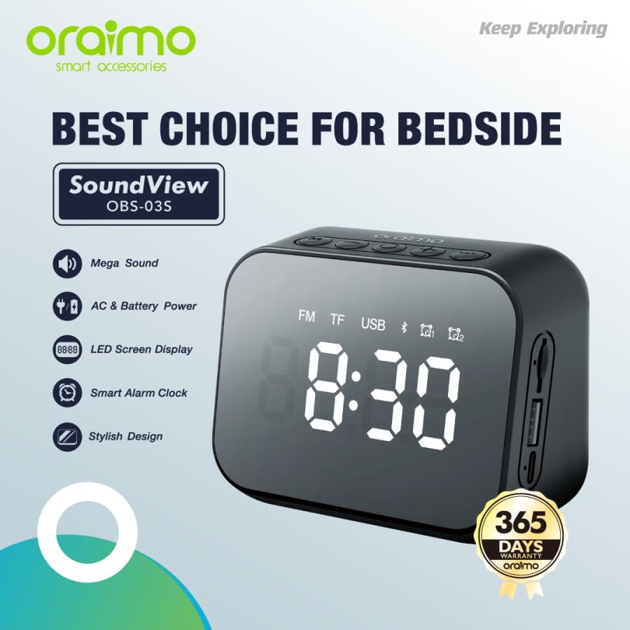 Oraimo OBS-03S SoundView Wireless Bluetooth Speaker Smart Alarm Clock