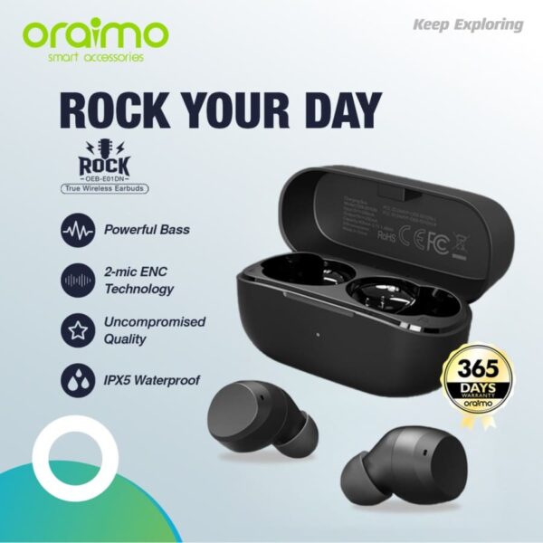 Oraimo Rock TWS Bluetooth Earphone V5.2 Wireless - OEB-E01DN