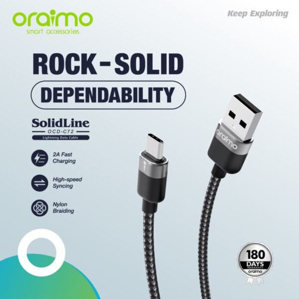 Oraimo Solidline Kabel Data Type-C Cable 2A Fast Charging - OCD-C72