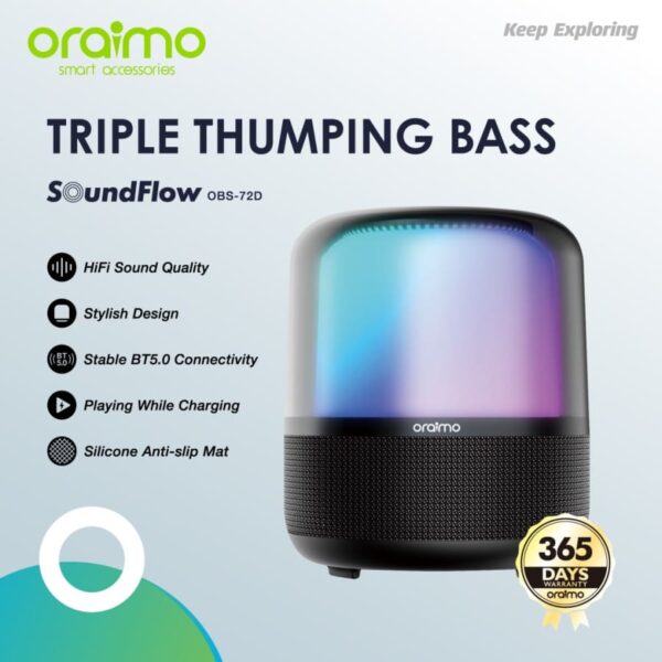 Oraimo SoundFlow Wireless Bluetooth Speaker 360 Thumping Bass OBS-72D
