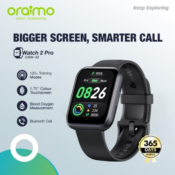 Oraimo Watch 2 Pro Smart Watch Jam Tangan Pintar Smarter Call OSW-32