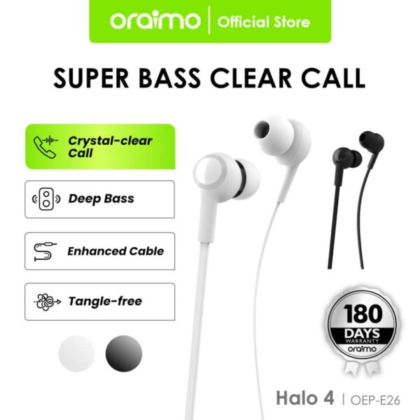 Oraimo Wired Headset Halo 4 Super Bass In-Ear Earphone OEP-E26