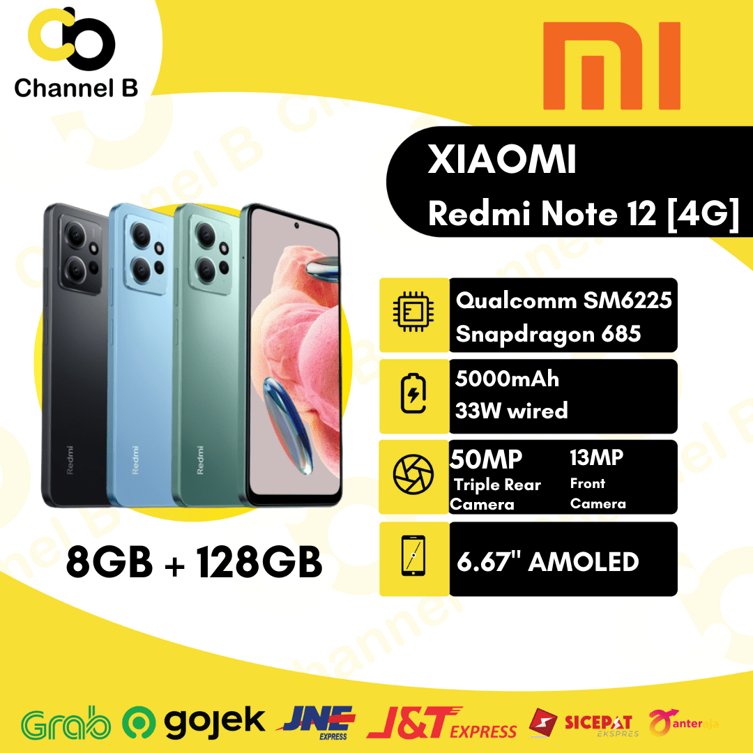 Xiaomi Redmi Note 12 4G 8/128GB- Garansi Resmi