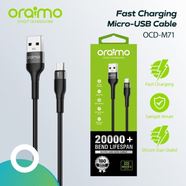 Oraimo Kabel Data Micro USB Android Cable Fast Charging OCD-M71