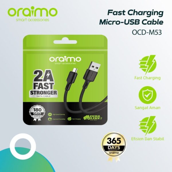 Oraimo Kabel Data Micro USB Android Cable Fast Charging OCD-M53