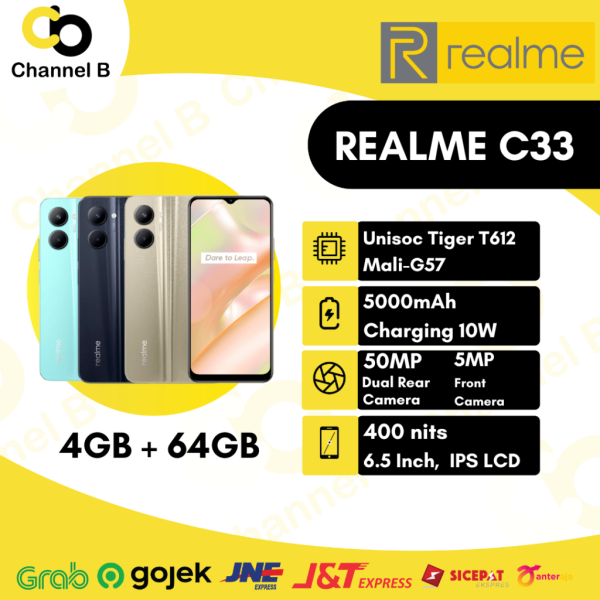 Realme C33 - Smartphone [ Ram 4GB + Rom 64GB ] - Garansi Resmi