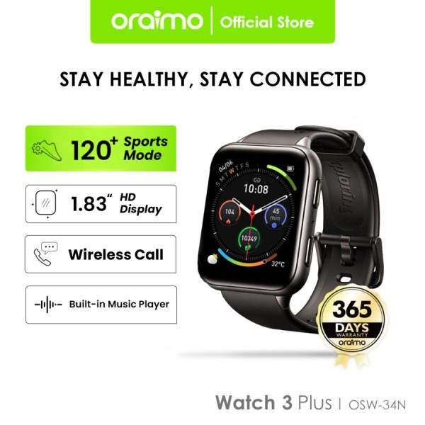 Oraimo Watch 3 Plus Smartwatch 1.83'' Touch Screen Waterproof OSW-34N
