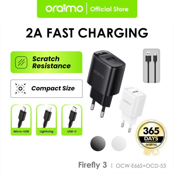 Oraimo Firefly Kabel Lightning 2A Fast Charging With LED - OCW-E66S