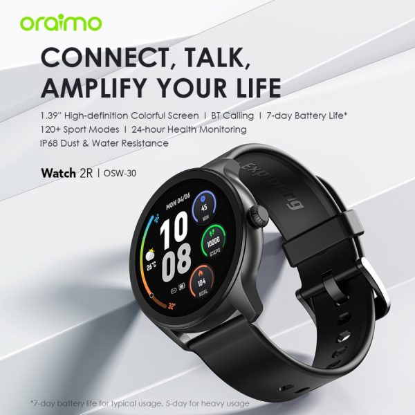Oraimo Smart Watch 2R 1.39" Screen Colorful Jam Bluetooth IP68 OSW-30