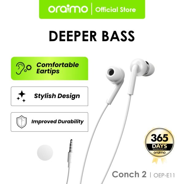 Oraimo Wired Headset In-Ear Earphone Bass Universal 3.5mm Jack Ergonomic Panjang 1.2 Meter OEP-E11