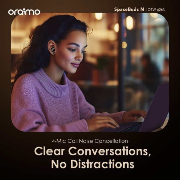 oraimo TWS Spacebuds N OTW-626N Bluetooth v5.4 True Wireless Stereo ANC Noise Cancellation Peredam Suara Sound360 Spatial Audio Gaming Mode 38 Jam Long Playtime - Gambar 5