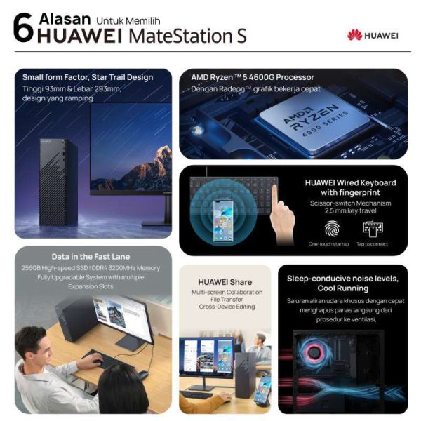 HUAWEI MateStation S Ryzen 5 4600G Processor | 8GB DDR4 | 256GB SSD - Gambar 4