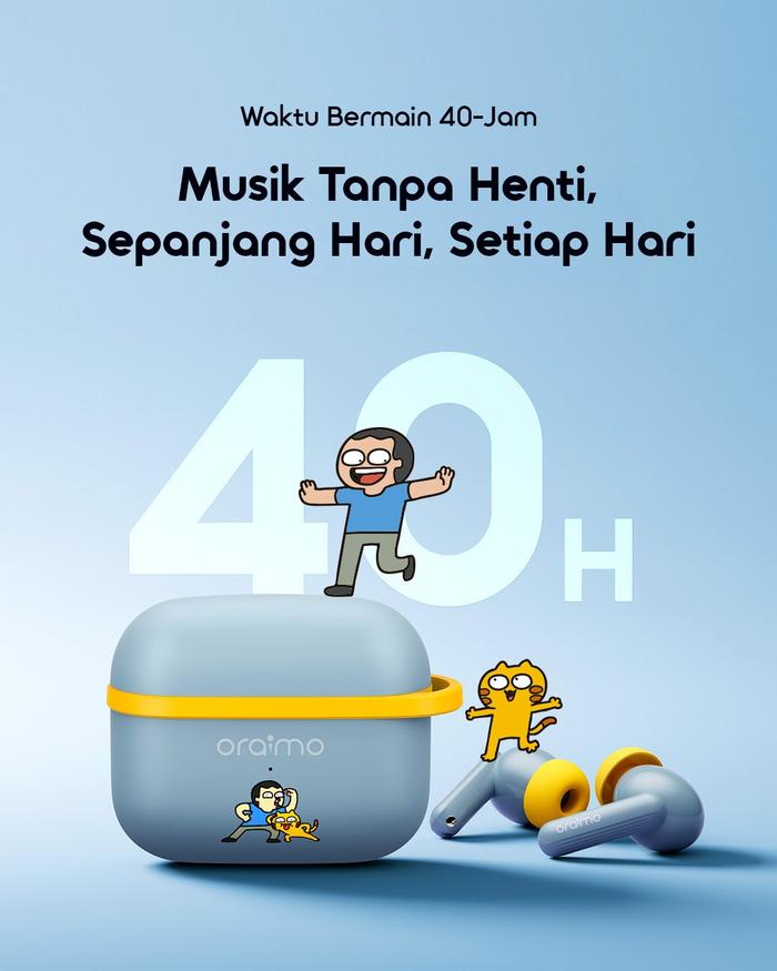 oraimo x Tahilalats TWS Bluetooth Spacebuds Lite OTW-324 True Wireless Stereo Sound360 Spatial Audio IPX4 Waterproof Gaming Mode 30H Long Playtime HavyBass - Gambar 4