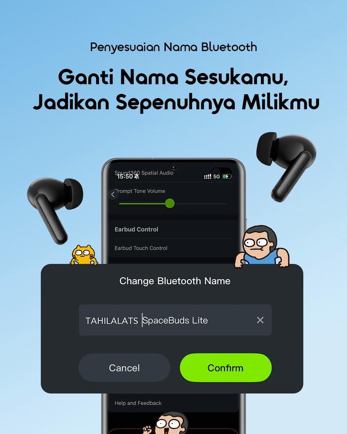 oraimo x Tahilalats TWS Bluetooth Spacebuds Lite OTW-324 True Wireless Stereo Sound360 Spatial Audio IPX4 Waterproof Gaming Mode 30H Long Playtime HavyBass - Gambar 7