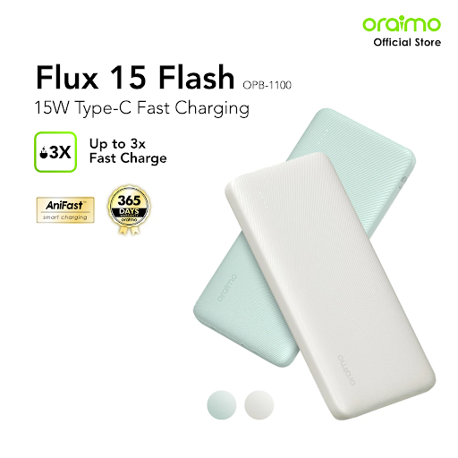 oraimo Powerbank Toast 15 Flux Real Capacity 10.000 mAH OPB-1100D Kapasitas Nyata MPL Mobile Legends Pengisian Cepat Fast Charging Type-c USB Micro Triple Output Pengisian Cepat Waterproof