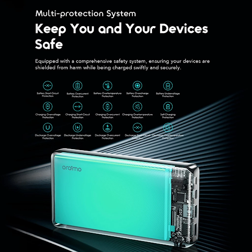 oraimo Powerbank Toast 15 Flux Real Capacity 10.000 mAH OPB-1100D Kapasitas Nyata MPL Mobile Legends Pengisian Cepat Fast Charging Type-c USB Micro Triple Output Pengisian Cepat Waterproof - Gambar 9