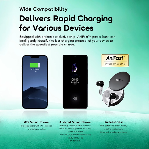 oraimo Powerbank Toast 15 Flux Real Capacity 10.000 mAH OPB-1100D Kapasitas Nyata MPL Mobile Legends Pengisian Cepat Fast Charging Type-c USB Micro Triple Output Pengisian Cepat Waterproof - Gambar 8