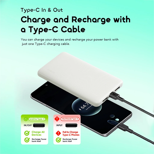 oraimo Powerbank Toast 15 Flux Real Capacity 10.000 mAH OPB-1100D Kapasitas Nyata MPL Mobile Legends Pengisian Cepat Fast Charging Type-c USB Micro Triple Output Pengisian Cepat Waterproof - Gambar 6