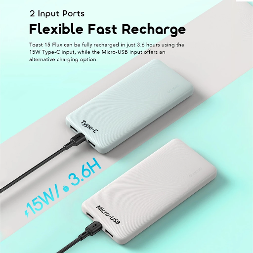 oraimo Powerbank Toast 15 Flux Real Capacity 10.000 mAH OPB-1100D Kapasitas Nyata MPL Mobile Legends Pengisian Cepat Fast Charging Type-c USB Micro Triple Output Pengisian Cepat Waterproof - Gambar 5