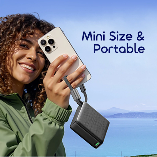 oraimo Powerbank Mini OPB-7103C PowerNova L11 Kapasitas Nyata 10000 mAH Pocket Size 22.5W Fast Charging Dual Port With Type C Built In Cable Strap - Gambar 5