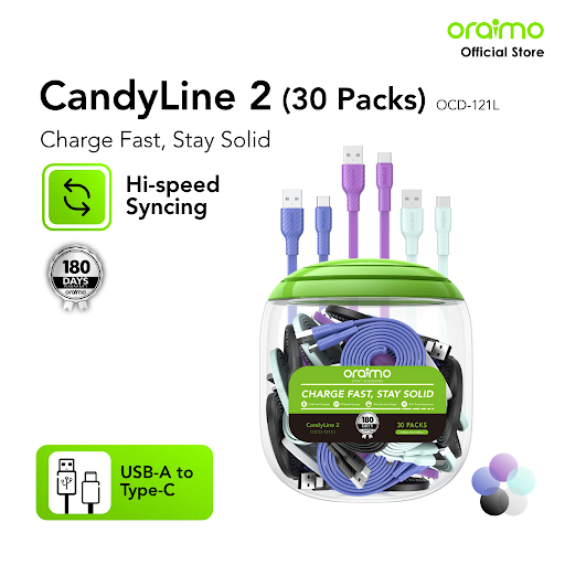oraimo Kabel Data CandyLine 2 Kabel Data Hi- Speed Syncing Micro USB Type-C Lightning OCD-121 Fast Charging