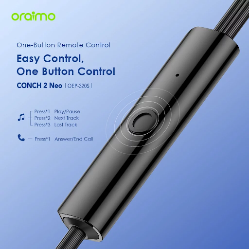 oraimo Earphone Berkabel Conch 2 Neo OEP-320s Headset Semi In-Ear Kabel Kontrol Tombol Headphone Desain Ergonomis Kabel Tebal Suara Premium Superior Deep Bass Stereo Wired Murah Ergonomic Design Sound Thick - Gambar 6
