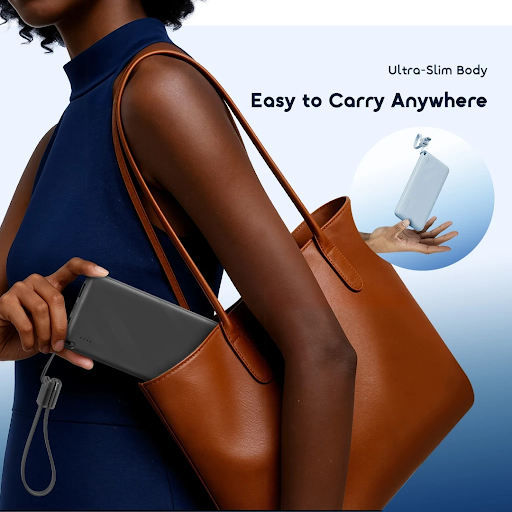 oraimo Powerbank PowerFlow L1 OPB-1103 Kapasitas Nyata 10000 mAH 15 W 3 Output Ports Fast Charging With Type C Built In Cable Strap - Gambar 5