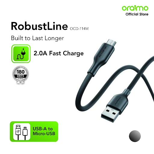 oraimo Kabel Data RobustLine Kabel Lightning Micro USB Tipe C 2A Pengisian Cepat OCD-114 Fast Charging ultra Durable - Gambar 2