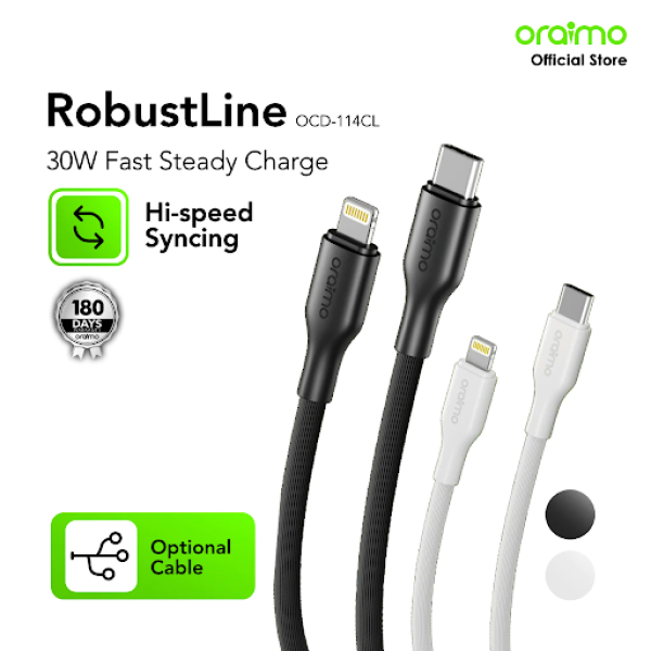 oraimo Kabel Data RobustLine Kabel Lightning Micro USB Tipe C 2A Pengisian Cepat OCD-114 Fast Charging ultra Durable