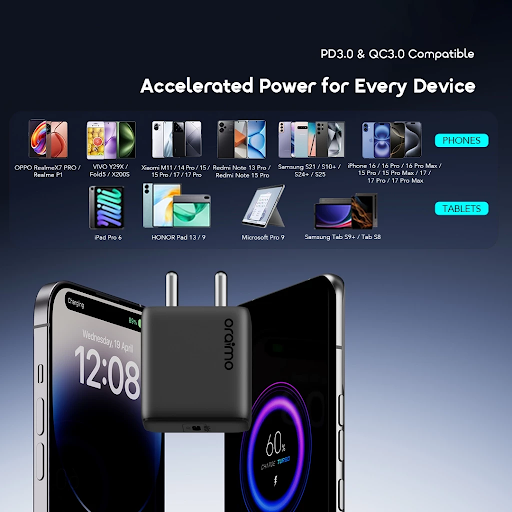 oraimo Pengisi Daya Adaptor Dinding Portabel PowerGan 251 OCW-5251 Pengisian Cepat 25W Fast Charging PD3.0 QC3.0 Compact Portable Anifast Cable - Gambar 4