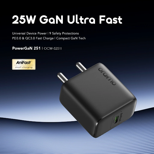 oraimo Pengisi Daya Adaptor Dinding Portabel PowerGan 251 OCW-5251 Pengisian Cepat 25W Fast Charging PD3.0 QC3.0 Compact Portable Anifast Cable - Gambar 8