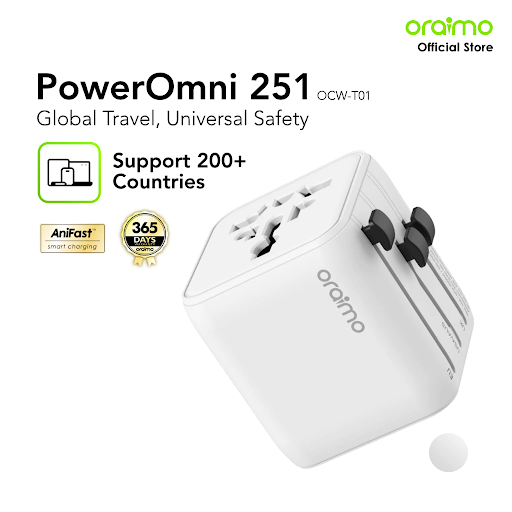 oraimo Charger Adapter PowerOmni 251 OCW-T01 Portable Mini High 2500W High Power Output Compatible With 200+ Countries - Gambar 2