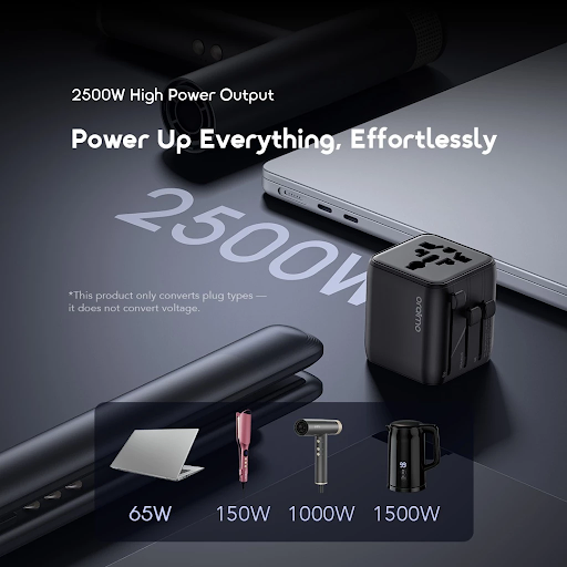 oraimo Charger Adapter PowerOmni 251 OCW-T01 Portable Mini High 2500W High Power Output Compatible With 200+ Countries - Gambar 5