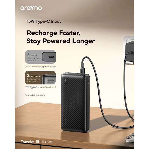 oraimo Powerbank Traveler 12 Real Capacity 20000mAh OPB-1201 Fast Charging Type-C 2 Input 3 Output LED Torch - Gambar 4