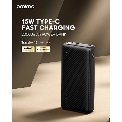 oraimo Powerbank Traveler 12 Real Capacity 20000mAh OPB-1201 Fast Charging Type-C 2 Input 3 Output LED Torch - Gambar 2